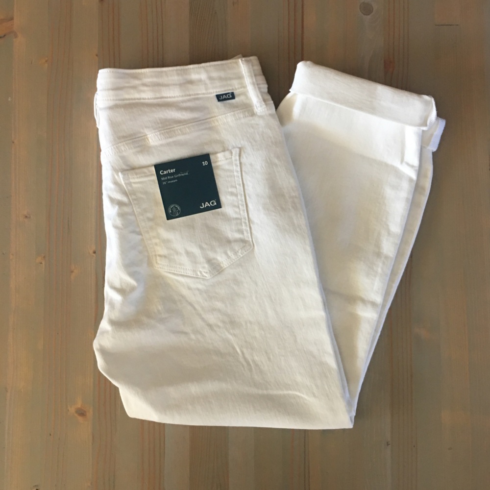 NWT JAG Carter Mid Rise Girlfriend Jeans White 12 - Picture 7 of 16